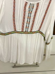 White Boho Embroidered Top | Flowy Aesthetic