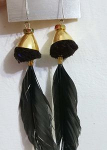 Black Feather Earrings Long 🖤