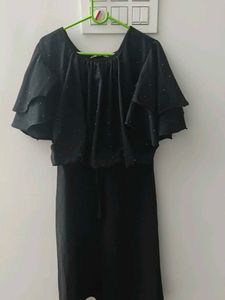 Chic Black Dress with Ruffle Sleeves