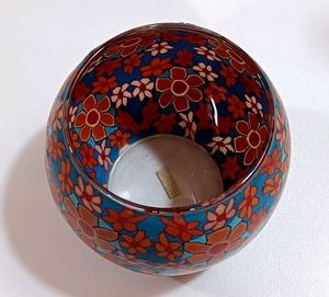 Candle Holder Cup Glass (Multicolor, Pack 1)