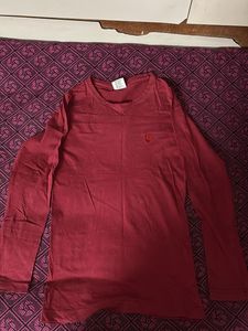 Maroon Long Sleeve V-Neck Top