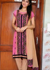 Pink Ethnic Kurta Set with Dupatta