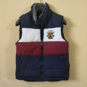kids warm sleeveless jacket with hoodie