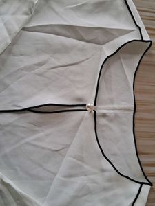 White Blouse with Black Piping &amp; Bow Detail