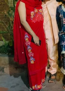 Red Embroidered kurta Pants set