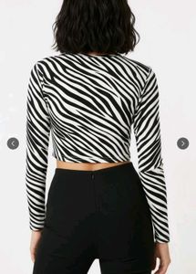 Trendy Zebra Print Long Sleeve Top