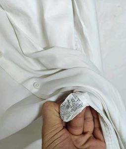 Men's White Band Collar Shirt