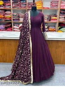 Elegant Purple Anarkali Gown with Dupatta