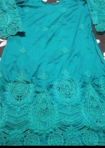 Teal Embroidered Kurti