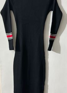 Black Ribbed Bodycon Dress