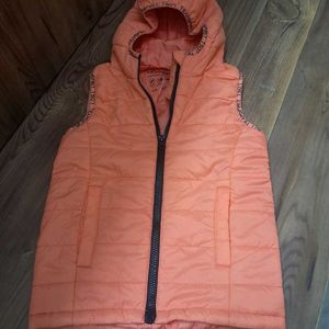 Orange Hooded Puffer Vest