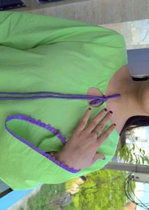 Lime Green Kurta with Purple farshi salwar