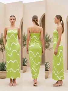 Lime Green Abstract Print Dress(Small)