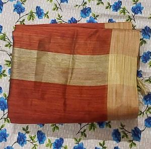 Elegant Rust Dupatta with Gold Border