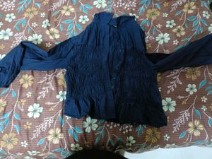 Chic Smocked Navy Blue Top