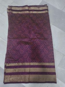 Printed cotton silk saree light weight wine color