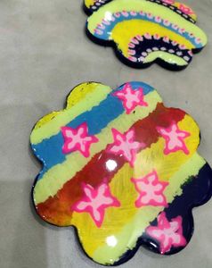 2 Resin Hand painted Coaster Set