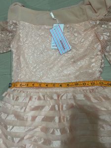 Chic Peach Lace Frock Dress