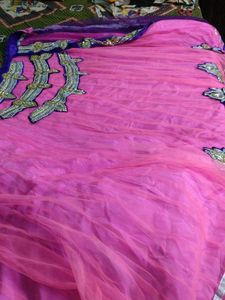 Beautiful Pink Net Saree drapping sare