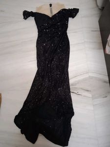 Black Sequin Off-Shoulder Gown