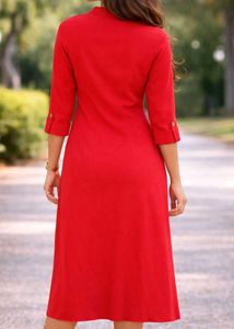 Chic Red Button-Down Kurta