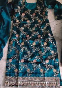 Embroidered Teal Kurta Set