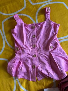 Cute Pink Button-Up Peplum Top