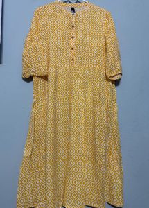 Yellow Geometric Print Kurta