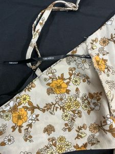 FOREVER 21 Floral Print Midi Dress with Spaghetti