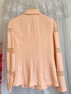 Peach Lace Trim Blazer