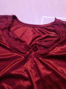 Maroon Satin Night suit