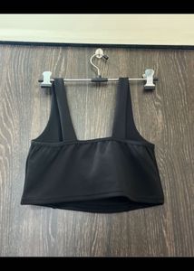 Sleek Black V-Neck Crop Top