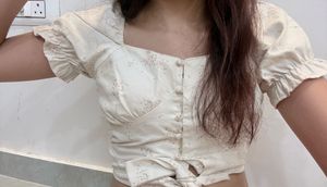 Cute Floral Print Puff Sleeve Top