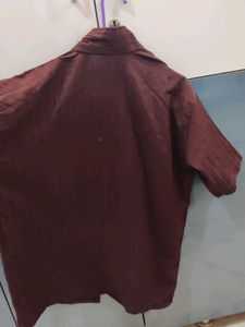 Maroon Mandarin Collar Shirt For Women