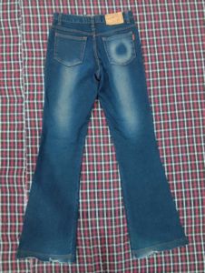 Flared Whimsical Autumn Inspired Leaf Design Jeans