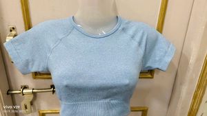 Baby Blue Cropped Workout Top