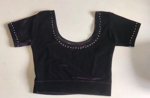 Velvet Crop Top with Embellishments