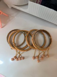 Sparkling Peach Bangles 8 pcs