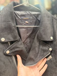Men's Black Faux Suede Moto Jacket