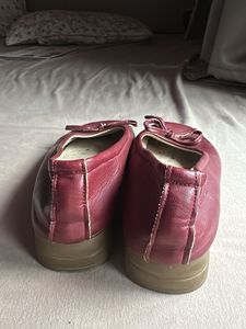 Maroon Ballet Flats with Bow Detail
