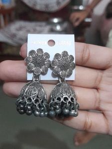 Silver Oxidized Jhumka Earrings