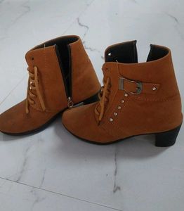 Tan Lace-Up Ankle Boots