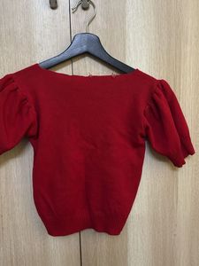 Red Knit Crop Top