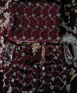 Maroon Embroidered Georgette Saree