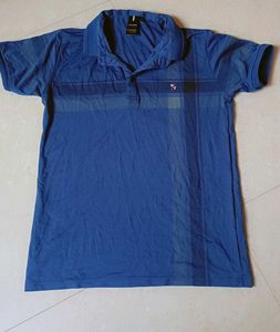 Men's Blue Striped Polo Shirt