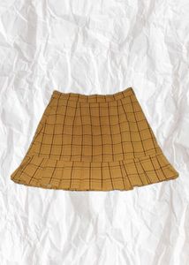 Mustard yellow plaid mini skirt