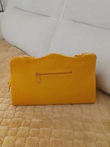 Stylish Yellow Tote Bag with Gold Accents