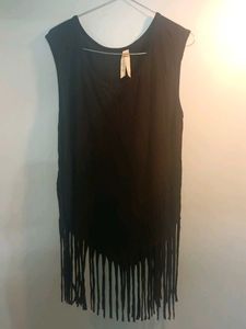 Black Fringe Tank Top