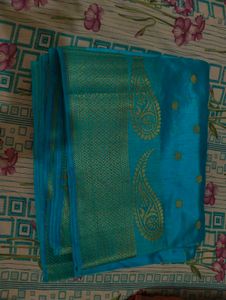 Elegant Blue & Gold Silk Saree