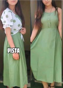 Cute Green Dress with Polka Dot Shrug